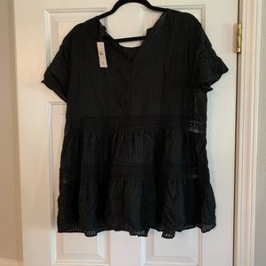 Black Lace detail flowy top